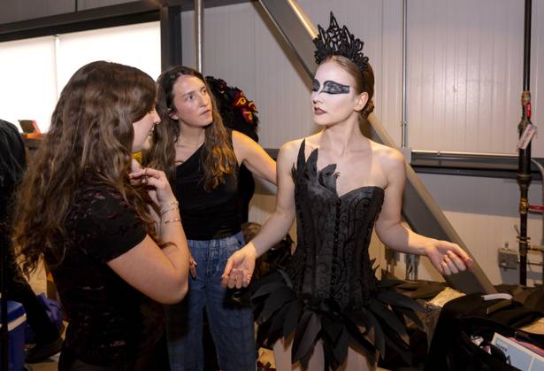 May 07,, 2026 - Denver, Colorado, USA - Backstage at the 20th Annual Denver Paper Fashion Show. Using only paper to create haute couture, fashion designers created dozens of wearable art designs for this year s show themed Folded in Time. Produced by the One Club for Creativity Denver, the runway show is a fundraiser for Downtown Aurora Visual Arts, which provides after-school arts programs for local youth. Denver USA  - ZUMAce6_ 20260507_zaf_ce6_014 Copyright: xBrianxCahnx