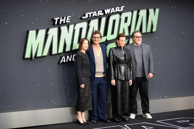 Star Wars: The Mandalorian and Grogu UK Fan Event Arrivals at Cineworld, Leicester Square, London, UK - 07 May 2026 (L-R) - Kathleen Kennedy, Pedro Pascal, Sigourney Weaver and Jon Favreau attends the Star Wars: The Mandalorian and Grogu UK Fan Event at Cineworld, Leicester Square in London, England, UK on Thursday 7 May 2026., Credit:Justin Ng Avalon UK, England, London, Cineworld, Leicester Square Copyright: xJustinxNgx xAvalonx 1097208193