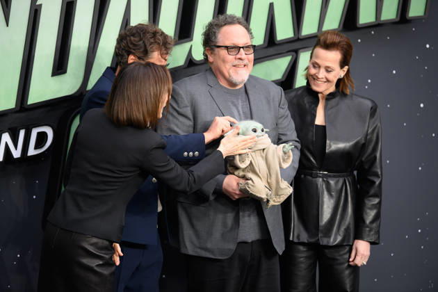 Star Wars: The Mandalorian and Grogu UK Fan Event Arrivals at Cineworld, Leicester Square, London, UK - 07 May 2026 (L-R) - Kathleen Kennedy, Pedro Pascal, Jon Favreau, Grogu and Sigourney Weaver attends the Star Wars: The Mandalorian and Grogu UK Fan Event at Cineworld, Leicester Square in London, England, UK on Thursday 7 May 2026., Credit:Justin Ng Avalon UK, England, London, Cineworld, Leicester Square Copyright: xJustinxNgx xAvalonx 1097208201