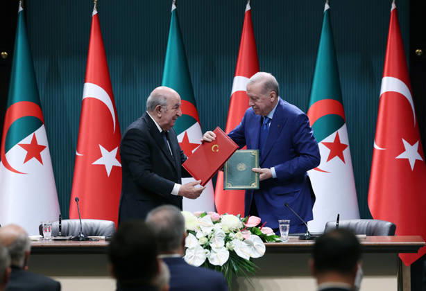 Turkish President Recep Tayyip Erdo?an presented his Algerian counterpart, Abdelmadjid Tebboune, Turkish President Recep Tayyip Erdo?an presented his Algerian counterpart, Abdelmadjid Tebboune, with the Order of the Republic following a joint press conference at the Presidential Complex in Ankara, after a meeting of the High-Level Strategic Council and the signing of cooperation agreements between the two countries. Ankara, Turkey, on May 7, 2026. Photo by Turkish presidency apaimages Istanbul Istanbul Turkey 080526_Turkey_TPO_00(3) Copyright: xapaimagesxTurkishxpresidencyx xapaimagesx