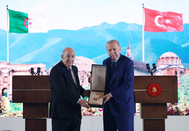 Turkish President Recep Tayyip Erdo?an presented his Algerian counterpart, Abdelmadjid Tebboune, Turkish President Recep Tayyip Erdo?an presented his Algerian counterpart, Abdelmadjid Tebboune, with the Order of the Republic following a joint press conference at the Presidential Complex in Ankara, after a meeting of the High-Level Strategic Council and the signing of cooperation agreements between the two countries. Ankara, Turkey, on May 7, 2026. Photo by Turkish presidency apaimages Istanbul Istanbul Turkey 080526_Turkey_TPO_00(7) Copyright: xapaimagesxTurkishxpresidencyx xapaimagesx