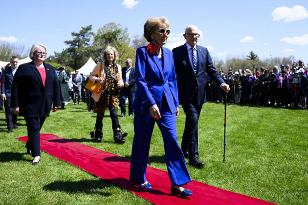 May 9, 2026, Ottawa, On, Canada: Princess Margriet of the Netherlands walks towards a tree planting ceremony with her husband Pieter van Vollenhoven as they attend the opening ceremony of the Canadian Tulip Festival in Ottawa, on Saturday, May 9, 2026. Princess Margriet is visiting Ottawa, the city where she was born during the Second World War. The princess was born at the Ottawa Civic Hospital after the Dutch royal family fled to Canada to escape Nazi occupying forces in 1940. Ottawa Canada  - ZUMAc35_ 20260509_zaf_c35_015 Copyright: xSpencerxColbyx
