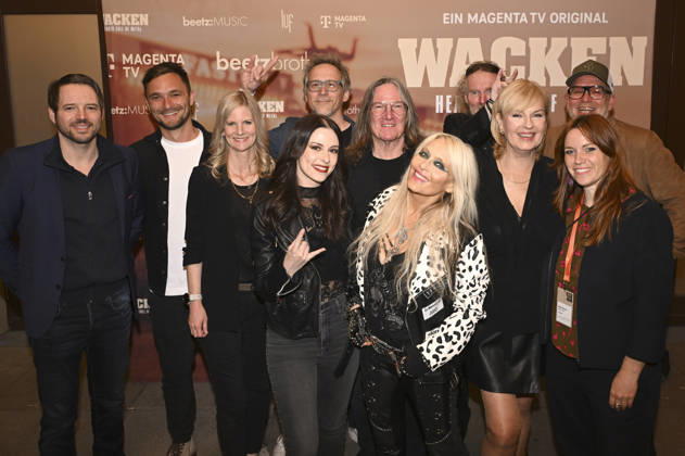 Daniel Guhl, Gast, Dorothea Jacob, Jennifer Haben, Gast, Thomas Jensen, Doro Pesch, Holger Hübner, Cordula Kablitz-Post, Adele Kohout und Christian Beetz bei der Premiere des Magenta TV-Dokumentarfilms Wacken - Hearts Full of Metal auf dem DOK.fest München 2026 im Deutschen Theater. München, 09.05.2026
