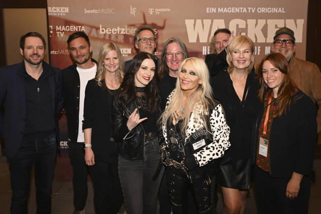 Daniel Guhl, Gast, Dorothea Jacob, Jennifer Haben, Gast, Thomas Jensen, Doro Pesch, Holger Hübner, Cordula Kablitz-Post, Adele Kohout und Christian Beetz bei der Premiere des Magenta TV-Dokumentarfilms Wacken - Hearts Full of Metal auf dem DOK.fest München 2026 im Deutschen Theater. München, 09.05.2026