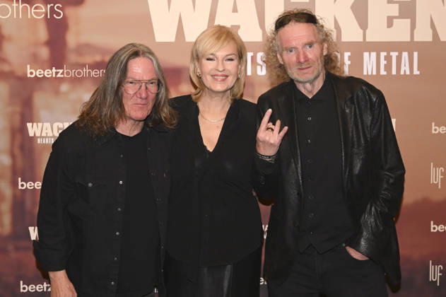 Thomas Jensen, Cordula Kablitz-Post und Holger Hübner bei der Premiere des Magenta TV-Dokumentarfilms Wacken - Hearts Full of Metal auf dem DOK.fest München 2026 im Deutschen Theater. München, 09.05.2026