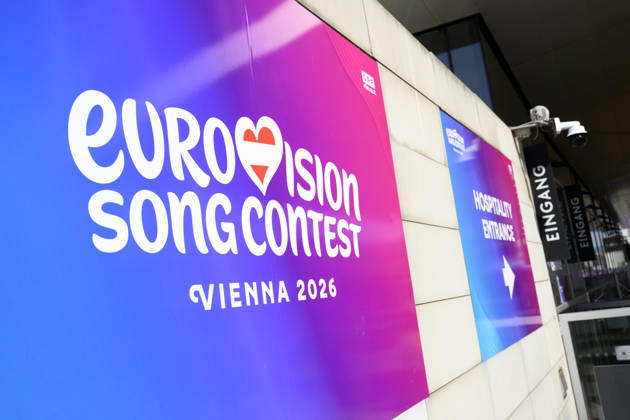 VIENNA, 20260510 Eurovision logo outside the Wiener Stadthalle during the Eurovision Song Contest ESC in Vienna, Austria VIENNA AUSTRIA x10070x  Copyright: xJessicaxGowx xTTx EUROVISION 2026 zZcNgfsHC_g
