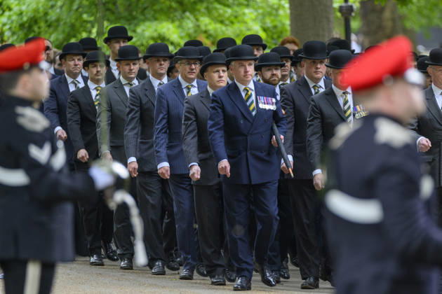 May 10, 2026, London, London, UK: London, UK. Military personnel take part in the 102nd Parade and Service of The Combined Cavalry Old Comrades Association at the Cavalry Memorial in Hyde Park. London UK  - ZUMAl94_ 20260510_zaf_l94_020 Copyright: xRayxTangx