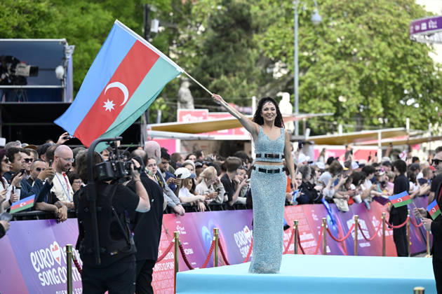 VIENNA, AUSTRIA 20260510 Jiva representing Azerbaijan on the turquoise carpet ahead of next week s semi finals and final of this year s Eurovision Song Contest ESC in Vienna, Austria WIEN AUSTRIA x10070x  Copyright: xJessicaxGow TTx EUROVISION 2026 TURQUOISE CARPET 7g9ReAbQheE