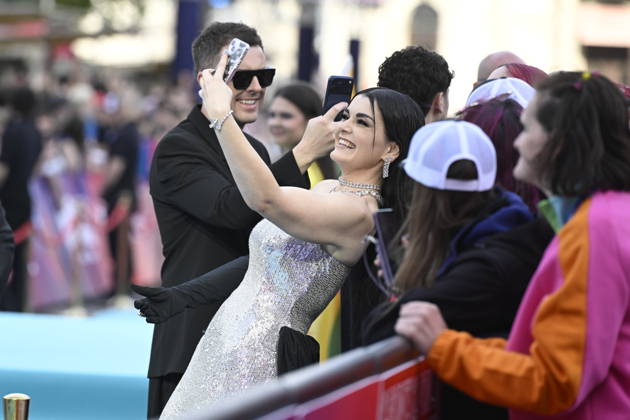 VIENNA, AUSTRIA 20260510 Atvara representing Latvia on the turquoise carpet ahead of next week s semi finals and final of this year s Eurovision Song Contest ESC in Vienna, Austria WIEN AUSTRIA x10070x  Copyright: xJessicaxGow TTx EUROVISION 2026 TURQUOISE CARPET WAeKQCXcOoU