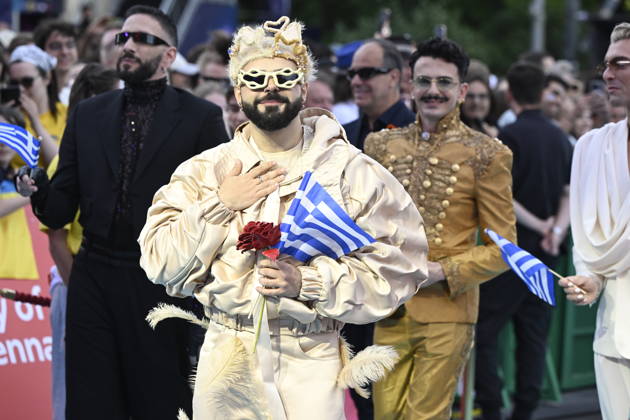 VIENNA, AUSTRIA 20260510 Akylas representing Greece on the turquoise carpet ahead of next week s semi finals and final of this year s Eurovision Song Contest ESC in Vienna, Austria WIEN AUSTRIA x10070x  Copyright: xJessicaxGow TTx EUROVISION 2026 TURQUOISE CARPET Th0sTn4dTek