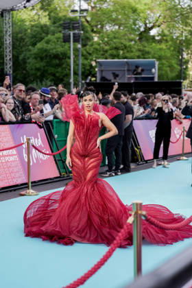 10.05.2026 - Europa, Österreich, Wien: Eröffnungszeremonie Turquoise Carpet Event des 70. Eurovision Song Contest 2026 am Rathausplatz; Sarah Engels mit dem Song Fire für Deutschland Copyright: xLUKAxKOLANOVICx