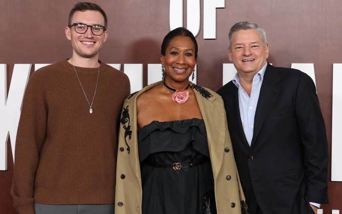 Los Angeles CA May 10: Tony Sarandos, Nicole Avant, Ted Sarandos. at The Roast Of Kevin Hart Red Carpet At Netflix Is A Joke Fest held at The Kia Forum in Los Angeles, CA. on May 10, 2026 Credit: AdMedia Los Angeles USA  - ZUMAa123 20260510_zaa_a123_132 Copyright: xADx