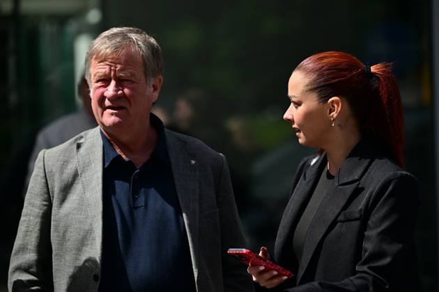 Lotte Vanwezemael and pictured during the funeral ceremony for Belgian media figure Hans Otten, Monday 11 May 2026 in Mechelen. Otten died on May 5.  DIRKxWAEM 173489596