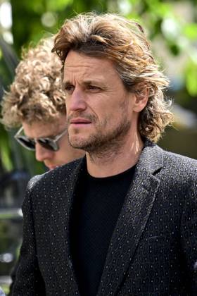 Television producer Tim Van Aelst attends the funeral ceremony for Belgian media figure Hans Otten, Monday 11 May 2026 in Mechelen. Otten died on May 5.  DIRKxWAEM 173495567