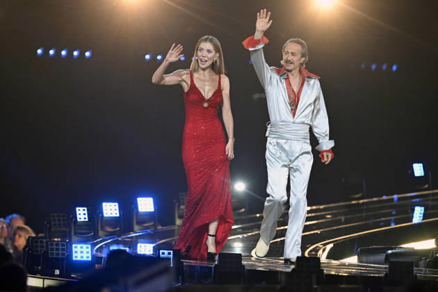 VIENNA, AUSTRIA 20260511 Presenters Victoria Swarovski and Michael Ostrowski during the second rehearsal for semi-final 1 of the 70th edition of the Eurovision Song Contest ESC at the Wiener Stadthalle in Vienna, Austria, Monday, May 11, 2026 VIENNA AUSTRIA x10070x  Copyright: xJessicaxGow TTx EUROVISION 2026 GENREP 2 SEMIFINAL 1 39eZIZIZHd0