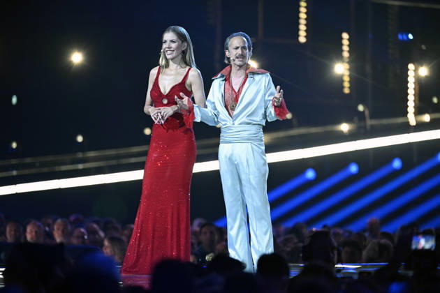 VIENNA, AUSTRIA 20260511 Presenters Victoria Swarovski and Michael Ostrowski during the second rehearsal for semi-final 1 of the 70th edition of the Eurovision Song Contest ESC at the Wiener Stadthalle in Vienna, Austria, Monday, May 11, 2026 VIENNA AUSTRIA x10070x  Copyright: xJessicaxGow TTx EUROVISION 2026 GENREP 2 SEMIFINAL 1 xcVfu3oZk28
