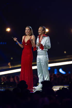 Eurovision Song Contest 2025 Dress Rehearsal 2 of First Semi Final, 11.05.2026 VIENNA, AUSTRIA - 11 MAY 2026: Image shows Eurovision hosts Victoria Swarovski and Michael Ostrowski during Eurovision Song Contest 2025 Dress Rehearsal 2 of First Semi Final at Wiener Stadthalle on 11 05 2026 in Vienna, Austria. Vienna Wiener Stadthalle Austria Copyright: xBEAUTIFULxSPORTS Froehlichx
