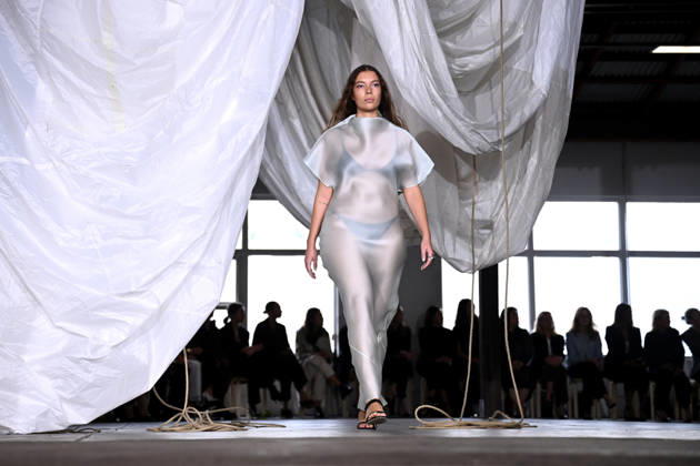AUSTRALIAN FASHION WEEK, A model walks the runway wearing creations by Australian designer Bianca Spender, during Australian Fashion Week in Sydney, Tuesday, May 12, 2026. ( NO ARCHIVING SYDNEY NEW SOUTH WALES AUSTRALIA  Copyright: xDANxHIMBRECHTSx 20260512122746641304