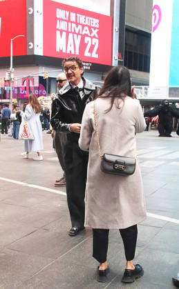NEW YORK, NY- MAY 11: Pedro Pascal visits Times Square as part of a massive promotional blitz for his new film, The Mandalorian & Grogu on May 11, 2026 in New York City. Copyright: xRWx