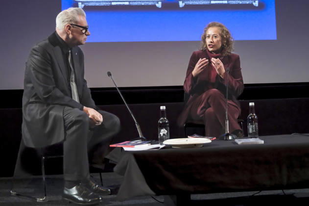Mark Kermode und Samira Ahmed in der Talkshow Mark Kermode Live in 3D im BFI Southbank. London, 11.05.2026