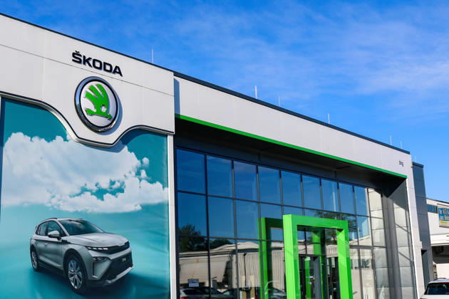 12.05.2026 xsvx, Wirtschaft, Skoda Symbolfoto, Symbolbild Skoda Logo Wappen Brand Markenlogo Ettlingen