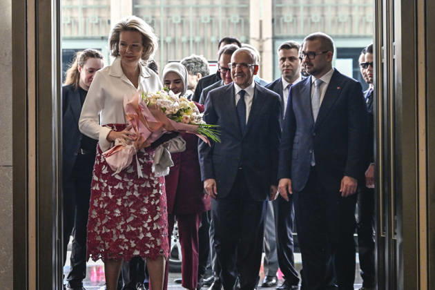 Queen Mathilde visits Central Bank’s Istanbul Financial Center campus ISTANBUL, TURKIYE - MAY 12: Queen Mathilde (L), and delegation visit the Istanbul Financial Center campus of the Central Bank as part of the Belgian Economic Mission in Istanbul, Turkiye on May 12, 2026. Turkish Treasury and Finance Minister Mehmet Simsek (2nd R), Turkish Family and Social Services Minister Mahinur Ozdemir Goktas (3rd R), and Turkish Central Bank Governor Fatih Karahan (R) accompanied the Queen during the third day of the Istanbul program. Muhammed Enes Yildirim Anadolu Istanbul Turkey. Editorial use only. Please get in touch for any other usage.  Copyright: x2026xAnadoluxMuhammedxEnesxYildirimx