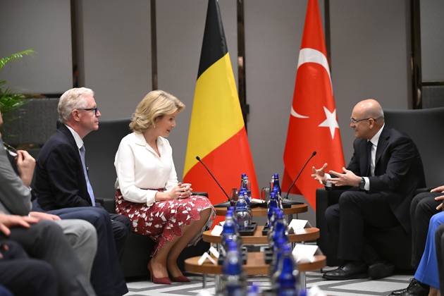 Queen Mathilde Attends 2026 Turkey Economic Mission ISTANBUL, TURKEY - MAY 12: Queen Mathilde of Belgium pictured during a courtesy call with HE Mehmet Simsek, Minister of Treasury and Finance, as part of the Belgian economic mission to the Republic of Turkey, on May 12, 2026 in Istanbul, Turkey, 12 05 2026 (Photo: Philip Reynaers Photonews) Istanbul Turkey  Copyright: xPhilipxReynaersx