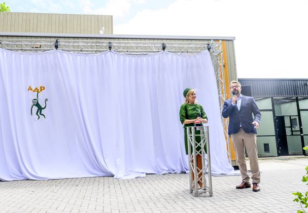 Almere, The Netherlands, 2026-05-12 11:31:47 ALMERE, 12-05-2026, Stichting AAP Queen Maxima opens the new Mammal Building of Stichting AAP in Almere. In this building, various species of exotic mammals are housed in a living environment that better meets their natural needs, with more spacious, professional care and an adapted climate. PHOTO: NLBeeld Patrick van Emst Credit: NL Beeld Patrick van Emst  Copyright: xx x