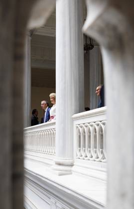Walloon vice-minister president Pierre-Yves Jeholet and Queen Mathilde of Belgium pictured during a visit to Istanbul University, on day three of a Belgian economic mission to Turkey, in Istanbul on Tuesday 12 May 2026. The Queen of the Belgians is visiting Turkey from 10 to 14 May.  BENOITxDOPPAGNE 173589309