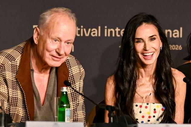 79ème Festival International du Film de Cannes Press conference with jury 79th International Cannes Film Festival Press junket with jury members 455832 2026 05 12 France Skarsgard, Stellan Moore, Demi  Copyright: xEstellexCarlierx xStarfacex STAR_455832_019
