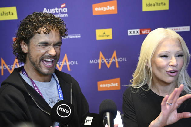 LKS 20260512 Finland s entry to the Eurovision Song Contest 2026 of Linda Lampenius and Pete Parkkonen during a press conference ahead of the first semifinal in Vienna, Austria on Monday, 12th of May, 2026. - HEIKKI SAUKKOMAA Wien Austria  Copyright: xHeikkixSaukkomaax qdMv1fnvBrA