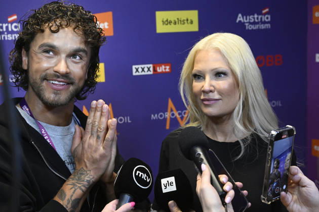 LKS 20260512 Finland s entry to the Eurovision Song Contest 2026 of Linda Lampenius and Pete Parkkonen during a press conference ahead of the first semifinal in Vienna, Austria on Monday, 12th of May, 2026. - HEIKKI SAUKKOMAA Wien Austria  Copyright: xHeikkixSaukkomaax u3bStCv_eDs