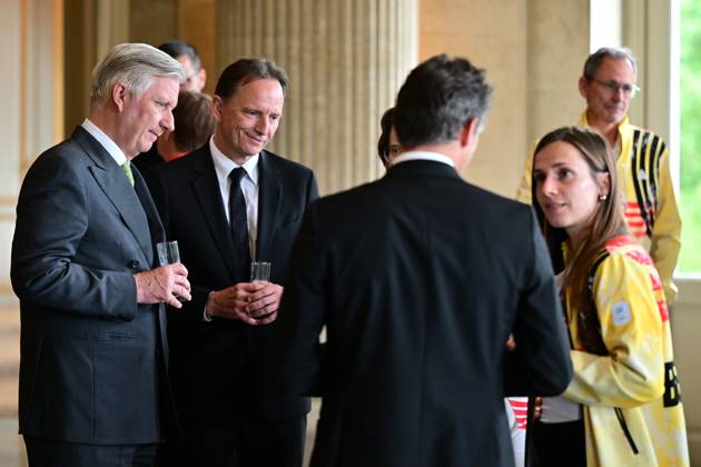 King Philippe - Filip of Belgium pictured during a royal reception for the athletes who competed at the Milano Cortina 2026 Olympic Winter Games, at the Royal Castle in Laken - Laeken, Brussels on Tuesday 12 May 2026. The XXV Winter Olympics took place from 6 to 22 February 2026 in Italy.  DIRKxWAEM 173595594