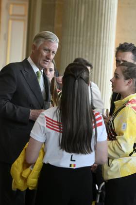 The King Receives The Belgian Winter Olympics And Paralympics Athletes BRUSSELS, BELGIUM - MAY 12 : King Philippe receives the Belgian athletes who represented our country at the Milan-Cortina Winter Olympics and Paralympics at Laeken Castle. The athletes support staff and representatives of the Belgian Olympic and Interfederal Committee (BOIC-COIB), the Belgian Paralympic Committee (BPC) and the relevant sports federations will also be present..on May 12, 2026 in Brussels, Belgium, 12 05 2026 Brussels Belgium  Copyright: xBertxVanxDenxBrouckex