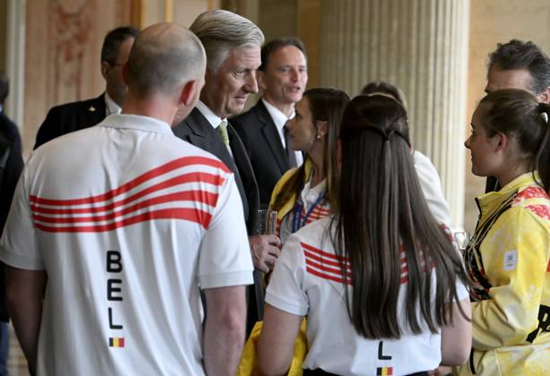 The King Receives The Belgian Winter Olympics And Paralympics Athletes BRUSSELS, BELGIUM - MAY 12 : King Philippe receives the Belgian athletes who represented our country at the Milan-Cortina Winter Olympics and Paralympics at Laeken Castle. The athletes support staff and representatives of the Belgian Olympic and Interfederal Committee (BOIC-COIB), the Belgian Paralympic Committee (BPC) and the relevant sports federations will also be present..on May 12, 2026 in Brussels, Belgium, 12 05 2026 Brussels Belgium  Copyright: xBertxVanxDenxBrouckex