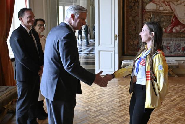 The King Receives The Belgian Winter Olympics And Paralympics Athletes BRUSSELS, BELGIUM - MAY 12 : King Philippe receives Hanne De Smet and the Belgian athletes who represented our country at the Milan-Cortina Winter Olympics and Paralympics at Laeken Castle. The athletes support staff and representatives of the Belgian Olympic and Interfederal Committee (BOIC-COIB), the Belgian Paralympic Committee (BPC) and the relevant sports federations will also be present..on May 12, 2026 in Brussels, Belgium, 12 05 2026 Brussels Belgium  Copyright: xBertxVanxDenxBrouckex