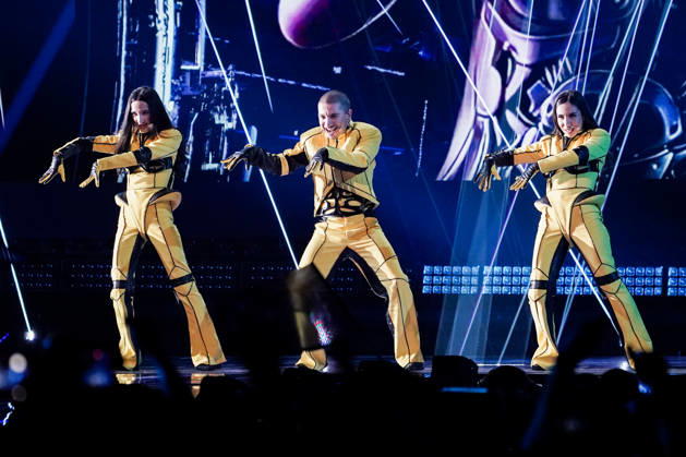 12.05.2026 - Europa, Österreich, Wien: 70. Eurovision Song Contest 2026 in der Wiener Stadthalle - Semi-final 1; Bzikebi mit dem Song On Replay für Georgien Copyright: xLUKAxKOLANOVICx