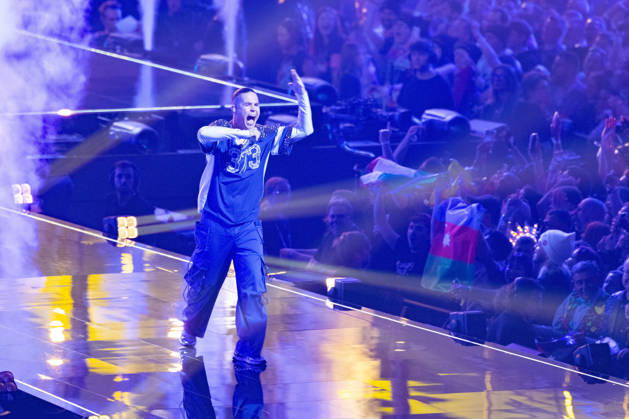 Eurovision Song Contest 2025 First Semi Final, 12.05.2026 VIENNA, AUSTRIA - 12 MAY 2026: Image shows Moldova singer Satoshi for Moldova performing the song Viva, Moldova! during Eurovision Song Contest 2025 First Semi Final at Wiener Stadthalle on 12 05 2026 in Vienna, Austria. Vienna Wiener Stadthalle Austria Copyright: xBEAUTIFULxSPORTS Froehlichx