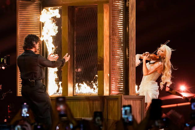 12.05.2026 - Europa, Österreich, Wien: 70. Eurovision Song Contest 2026 in der Wiener Stadthalle - Semi-final 1; Linda Lampenius x Pete Parkkonen mit dem Song Liekinheitin für Finnland Copyright: xLUKAxKOLANOVICx