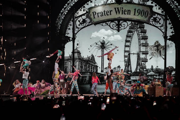 12.05.2026 - Europa, Österreich, Wien: 70. Eurovision Song Contest 2026 in der Wiener Stadthalle - Semi-final 1; Die Akrobatengruppe Zurcaroh Copyright: xLUKAxKOLANOVICx