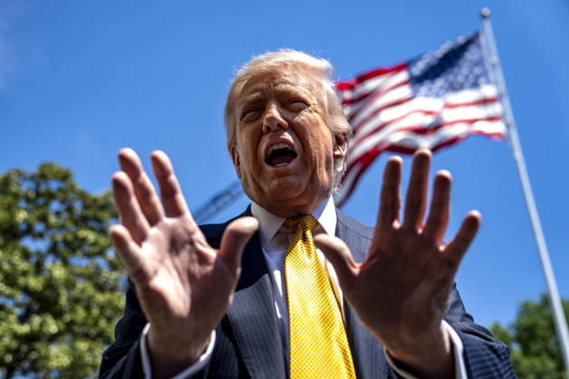 United States President Donald J Trump speaks to the press before departing the White House in Washington, DC for Beijing, China on Tuesday, May 12, 2026. Trump and Chinese President Xi Jinping are expected to discuss trade, artificial intelligence, export controls, Taiwan and the Iran war. Copyright: xIndependentxStillxPoolxphotox 2026xUnitedxPressxInternationalx(UPI)xPhotosxxfromxConsolidatedxNewsxPhotosxAllxRightsxReservedx MediaPiunchx