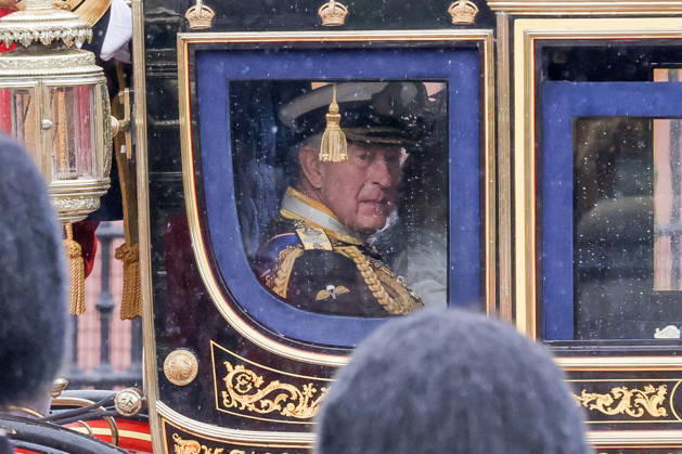 May 13, 2026, London, London, UK: London, UK. KING CHARLES III and QUEEN CAMILLA depart Buckingham Palace in the Diamond Jubilee State Coach to House of Lords in Westminster in London for The State Opening of Parliament and The Kingâ€⠢s Speech. The Kingâ€⠢s Speech marks the formal start of the parliamentary year and sets out the government s agenda for the 2026-27 session. London UK - ZUMAl94_ 20260513_zaf_l94_036 Copyright: xDinendraxHariax