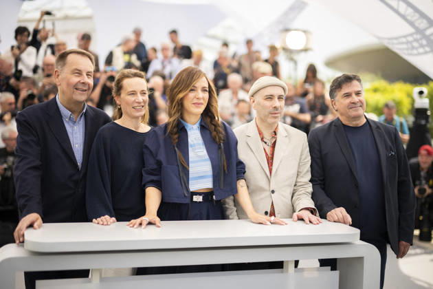 Cannes Camera DOr Jury Photocall EB French photo director Michel Benjamin, French film critic Cedric Coppola, Canadian director Monia Chokri, French director Marine Francen and French Director of Eclair Christophe Massie pose during a photocall of the Camera d Or jury at the 79th edition of the Cannes Film Festival in Cannes, southern France on May 13, 2026. Photo by Eliot Blondet ABACAPRESS.COM Cannes France France  Copyright: xBlondetxEliot ABACAx