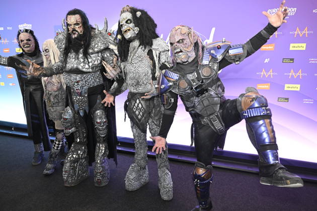LKS 20260513 Winner of the Eurovision Song Contest 2006, Finnish hard rock band Lordi, meeting press during Eurovision Song Contest 2026 in Vienna, Austria on May 13, 2026. - HEIKKI SAUKKOMAA Wien Austria  Copyright: xHeikkixSaukkomaax 9kelENY2uPk