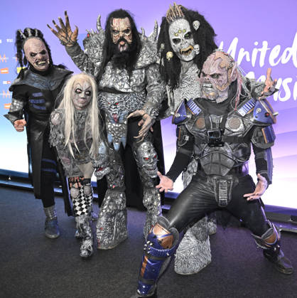 LKS 20260513 Winner of the Eurovision Song Contest 2006, Finnish hard rock band Lordi, meeting press during Eurovision Song Contest 2026 in Vienna, Austria on May 13, 2026. - HEIKKI SAUKKOMAA Wien Austria  Copyright: xHeikkixSaukkomaax dWCyWbzIzOI