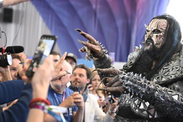 LKS 20260513 Winner of the Eurovision Song Contest 2006, Finnish hard rock band Lordi, meeting press during Eurovision Song Contest 2026 in Vienna, Austria on May 13, 2026. - HEIKKI SAUKKOMAA Wien Austria  Copyright: xHeikkixSaukkomaax zY4vzbC1bus