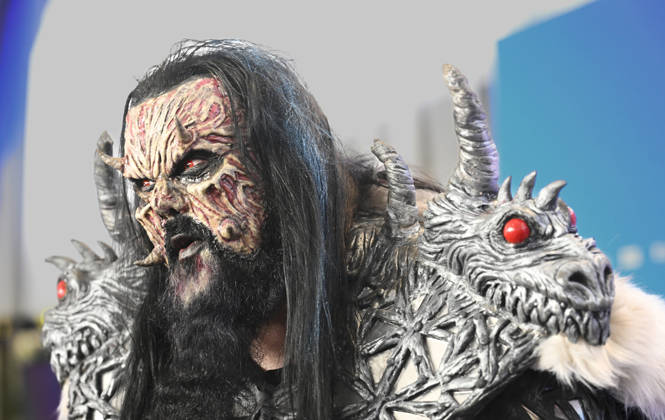Winner of the Eurovision Song Contest 2006, Finnish hard rock band Lordi, meeting press during Eurovision Song Contest 2026 in Vienna on May 13, 2026. - HEIKKI SAUKKOMAA Wien Austria  Copyright: xHeikkixSaukkomaax 07We5XoHDzI