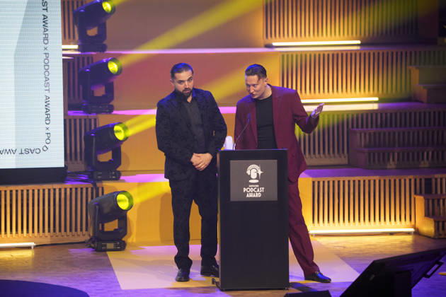 Verleihung Deutscher Podcast Award 2026. Zino Markarian und Andrej Filatow. Berlin, 13.05.2026. Berlin Deutschland Copyright: xDominikxButzmannx