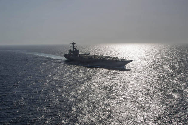 May 13, 2026, Arabian Sea, International Waters: The U.S. Navy Nimitz-class aircraft carrier USS Abraham Lincoln operating in support of Operation Epic Fury and the naval blockade of Iran, May 8, 2025, on the Northern Arabian Sea. Arabian Sea International Waters - ZUMAp138 20260513_zaa_p138_015 Copyright: xHandout U.SxNavyx