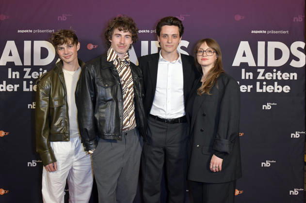 Konrad Damer, Benjamin Viziotis, Evangelos Tsarkowistas und Antonia Jungwirth bei der Preview der ZDF-Dokuserie AIDS - In Zeiten der Liebe im Kino International. Berlin, 13.05.2026